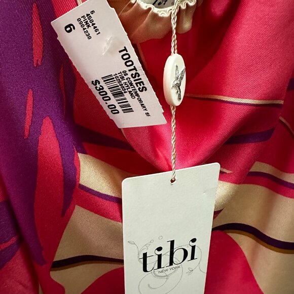 TIBI Floral Printed Embellished Silk Tunic Halter neck Sleeveless Top Size 6 - Picture 3 of 5